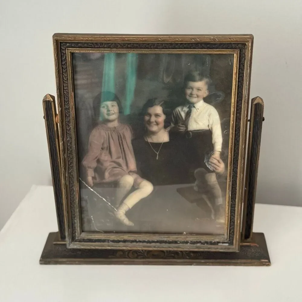 Vintage Art Deco Swivel Wood Picture Frame 1930s Swinging Photo Frame